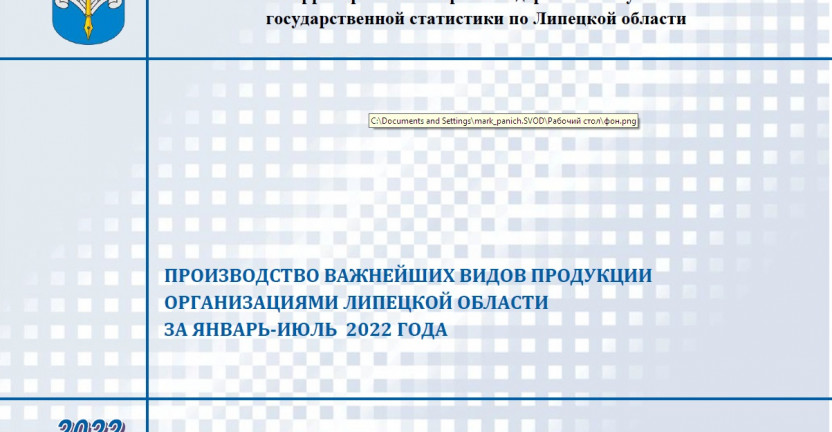 Выпущен бюллетень «Производство важнейших видов продукции организациями Липецкой области» за январь - июль 2022 года.